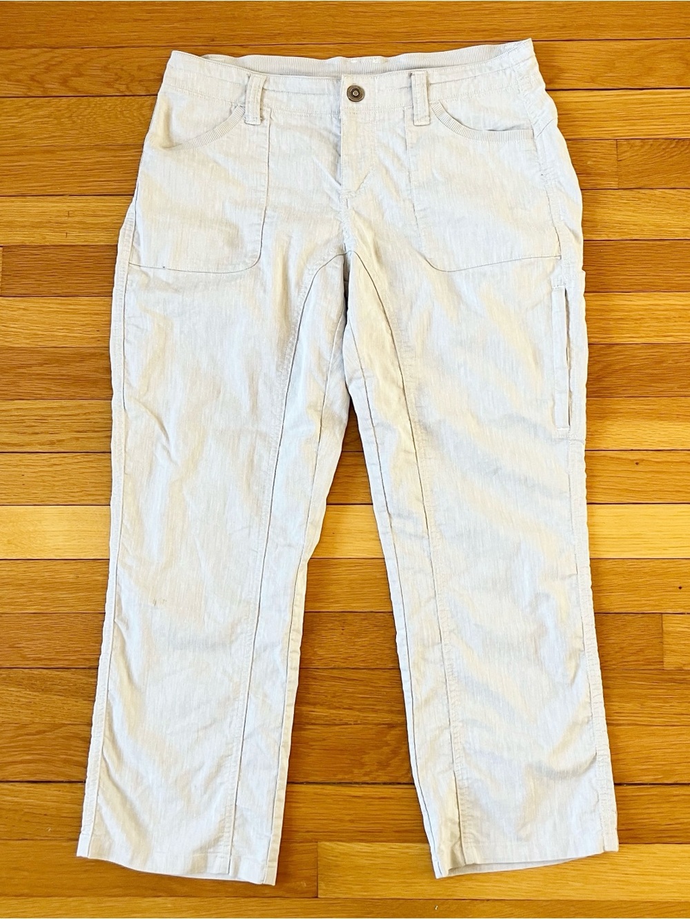 Kuhl Birch Beige Cream Linen Cotton Gorpcore Lightweight Cabo Crop Pants 8
